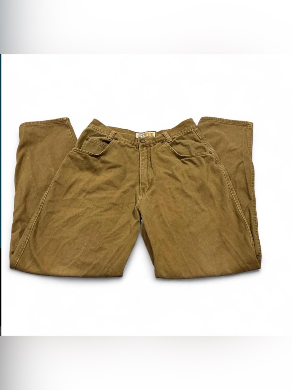 Men's Tan Denim Pants - Classic Straight Fit Sz 20x32 Brown Fall season